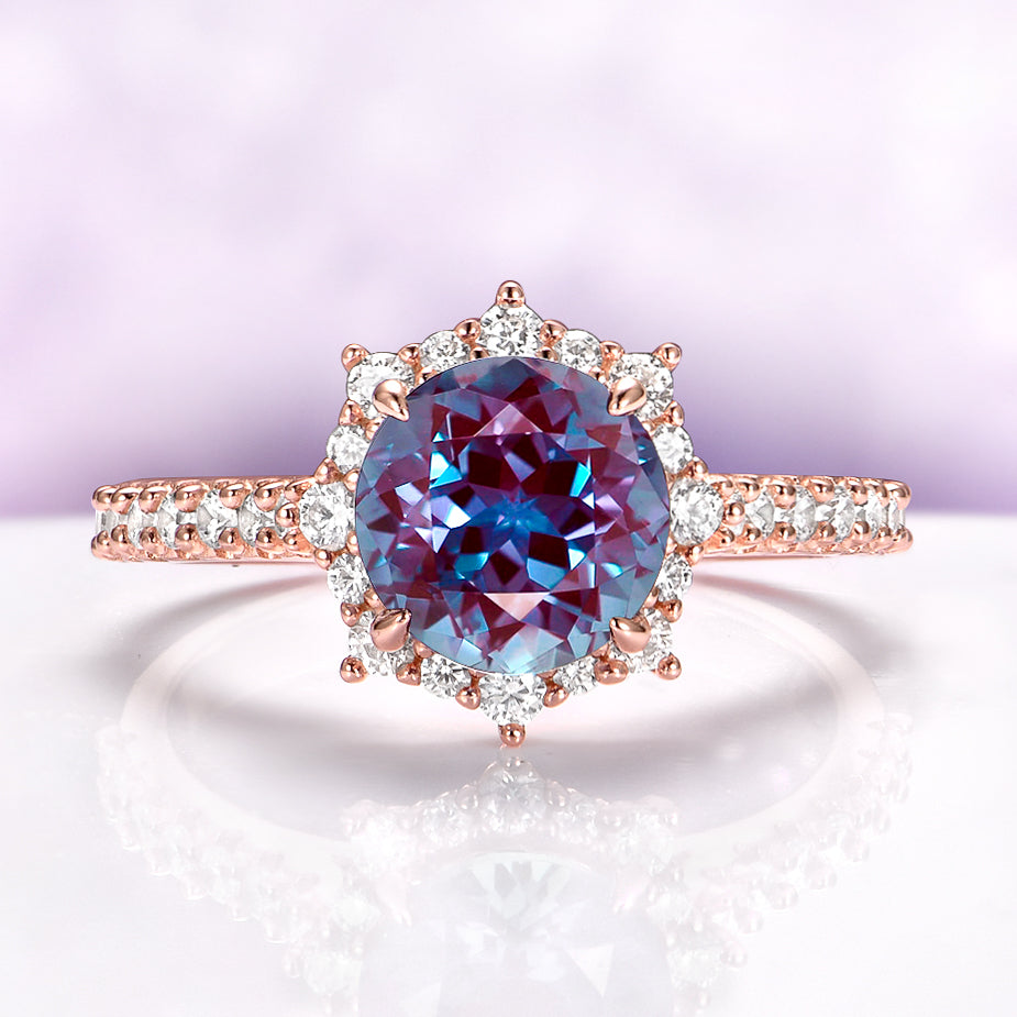 Aster Alexandrite Engagement Ring in 14K Rose Gold Vermeil