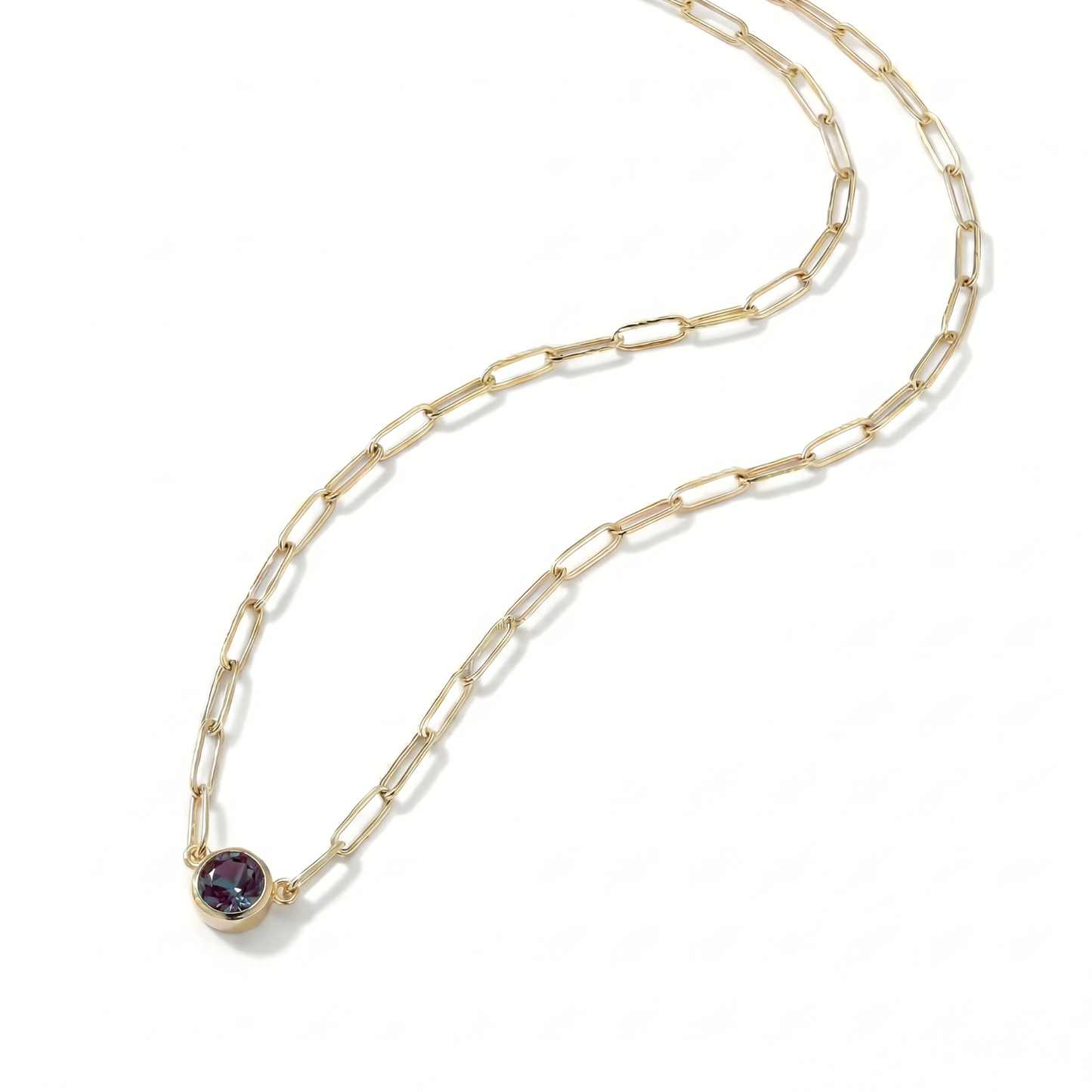 The Paperclip Bezel Necklace | Lab-Grown Alexandrite