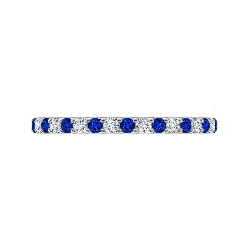 Alternating Moissanite And Sapphire Eternity Wedding Band Ring