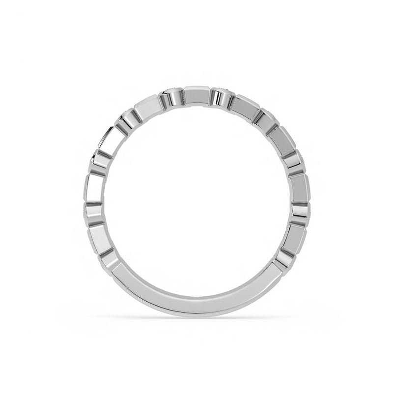 Alternating Round And Princess Cut Moissanite Bezel Set Half Eternity Wedding Band