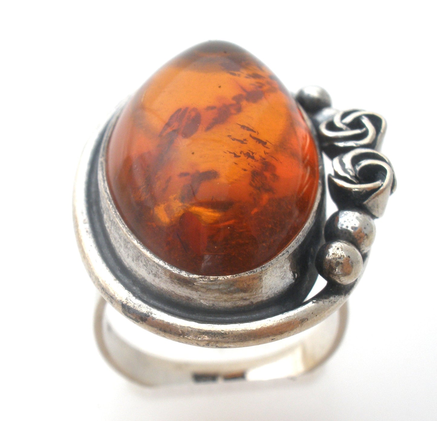 Amber Ring Sterling Silver Size 9 UTC