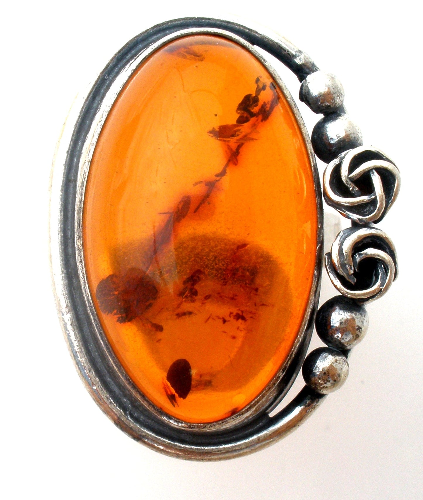 Amber Ring Sterling Silver Size 9 UTC