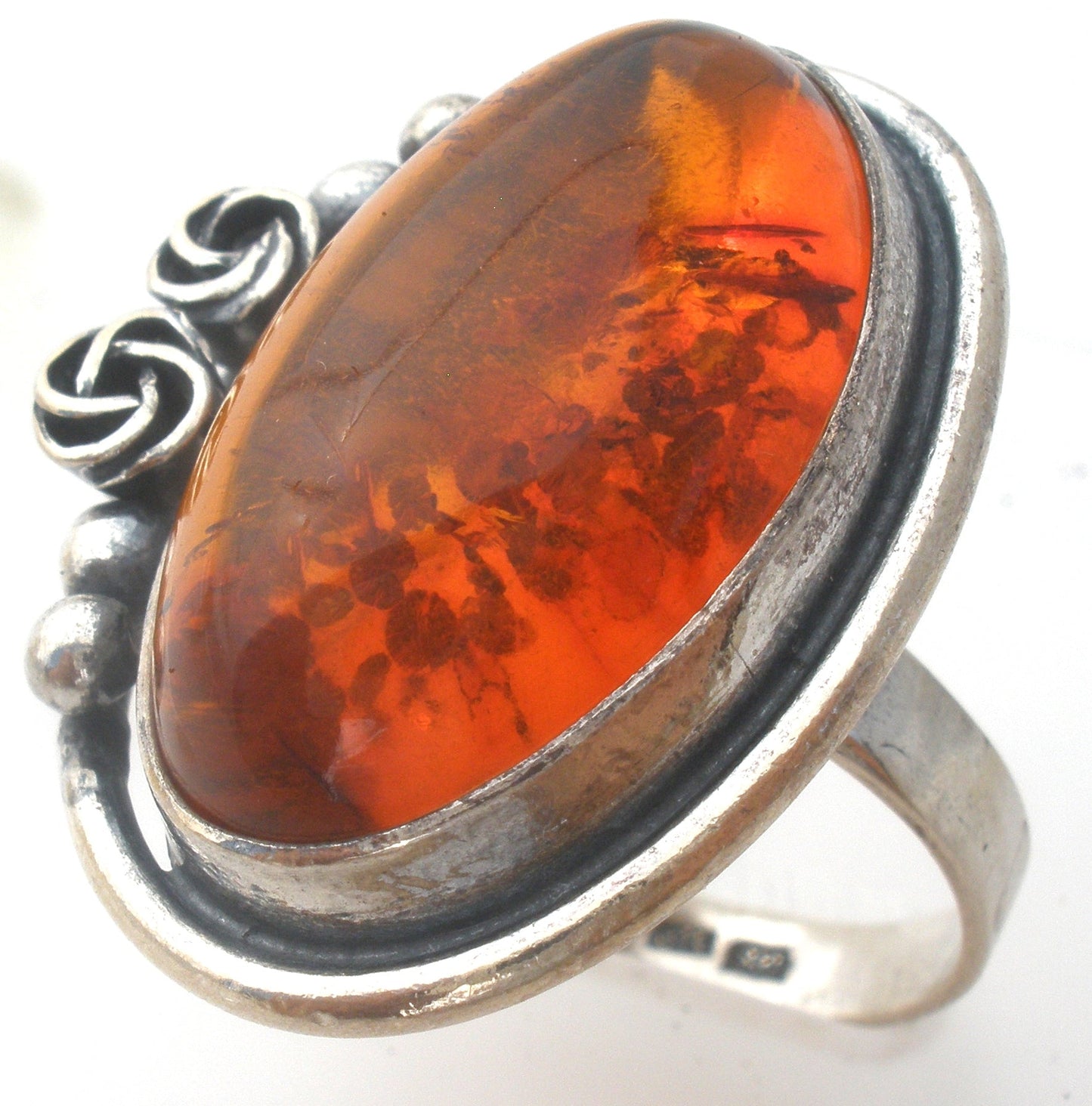 Amber Ring Sterling Silver Size 9 UTC