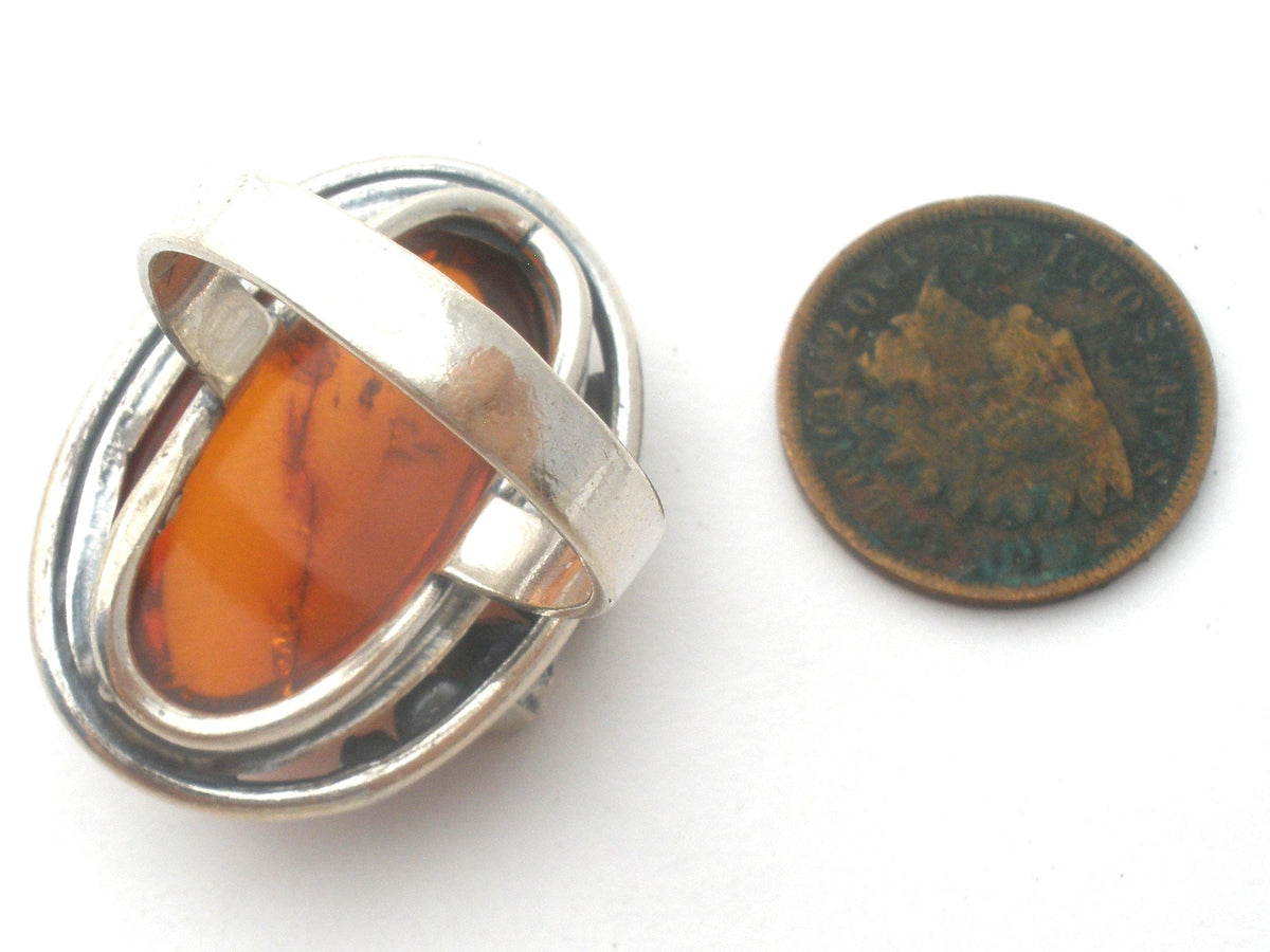 Amber Ring Sterling Silver Size 9 UTC