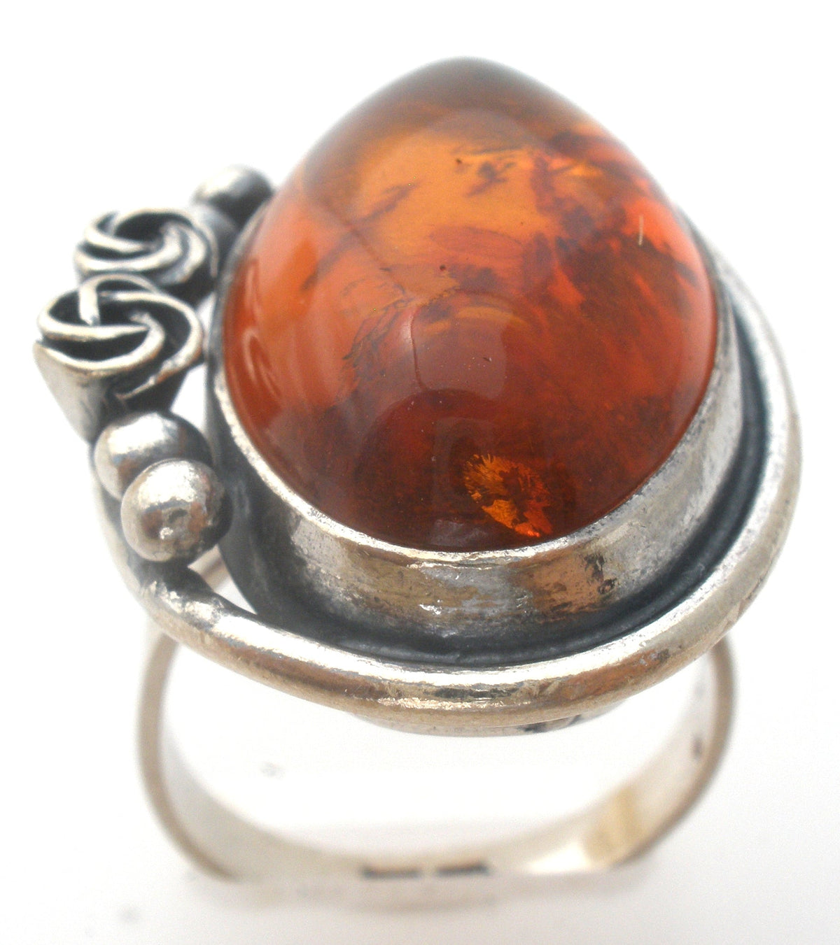Amber Ring Sterling Silver Size 9 UTC
