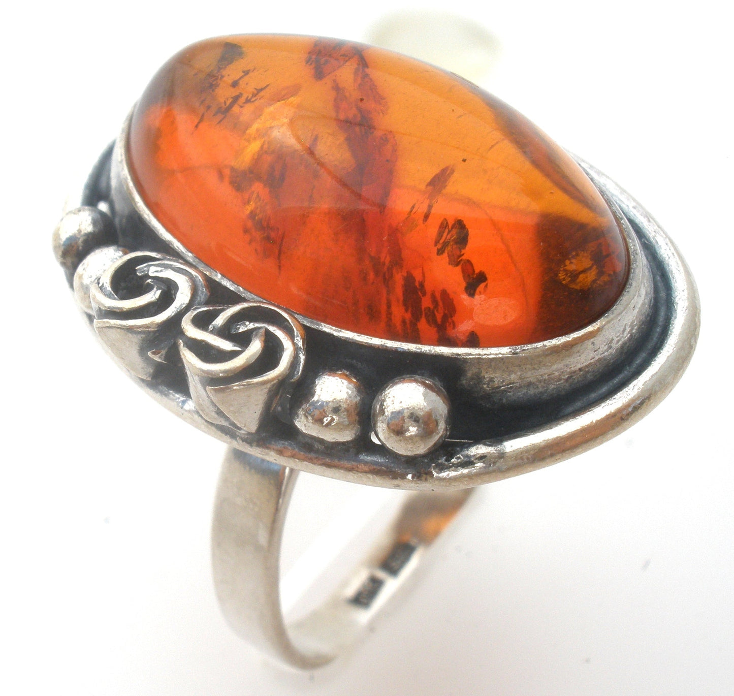 Amber Ring Sterling Silver Size 9 UTC