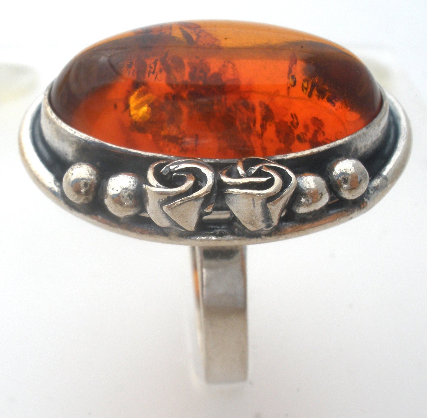 Amber Ring Sterling Silver Size 9 UTC