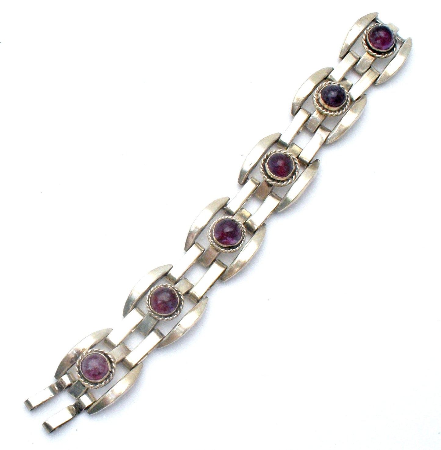 Amethyst Cabochon Bracelet Sterling Silver Vintage