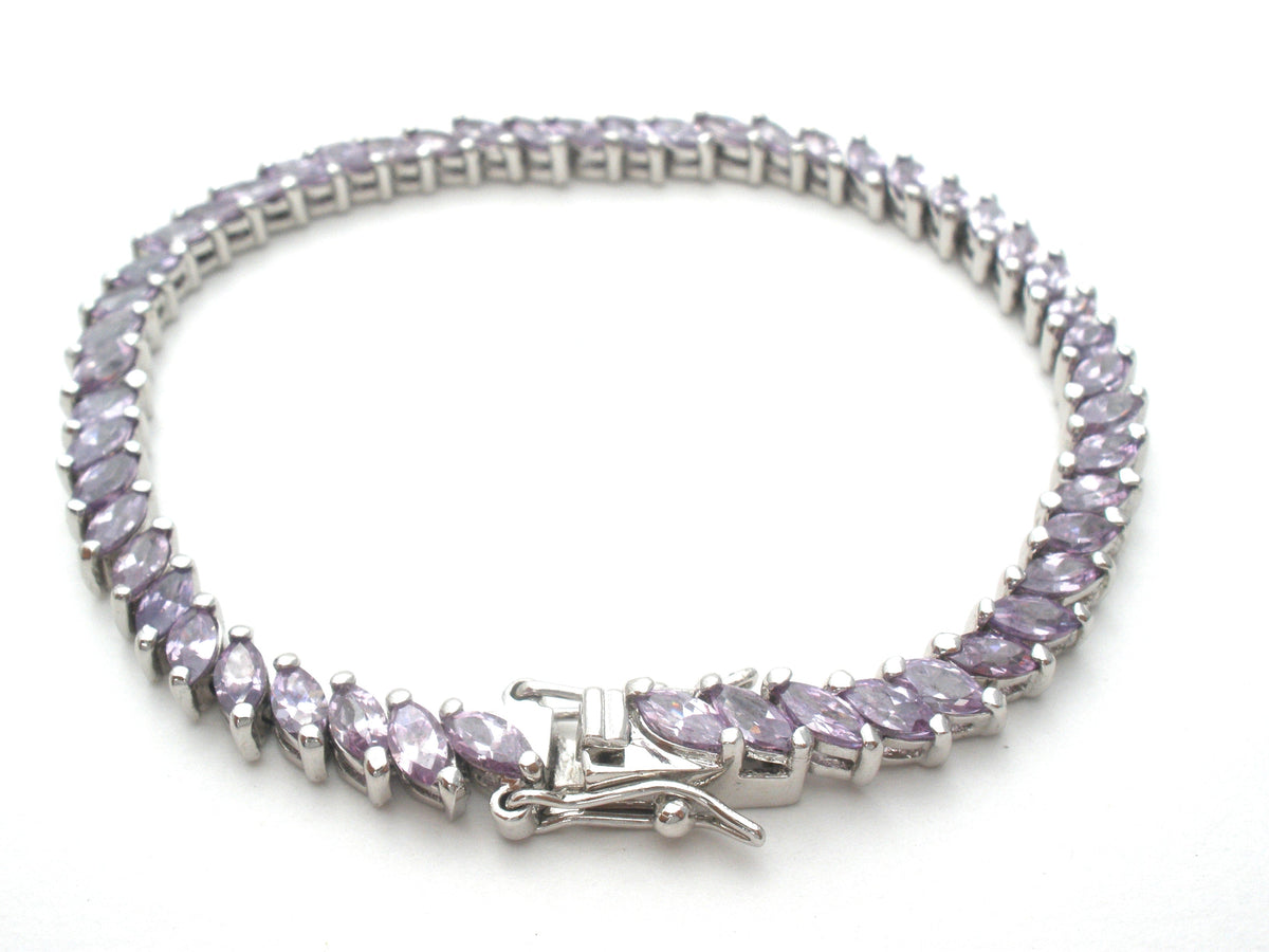Amethyst Tennis Bracelet Sterling Silver 7"