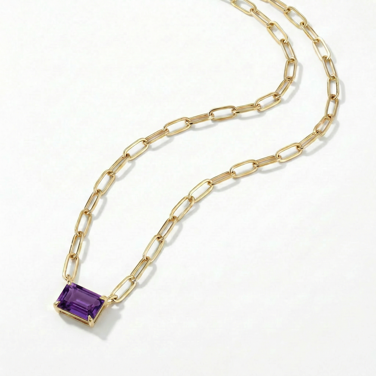 The Gemstone Paperclip Necklace | Amethyst