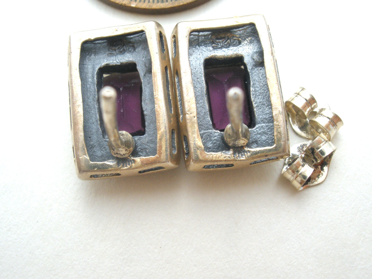 Amethyst & Marcasite Earrings Sterling Silver