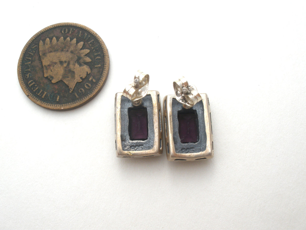 Amethyst & Marcasite Earrings Sterling Silver