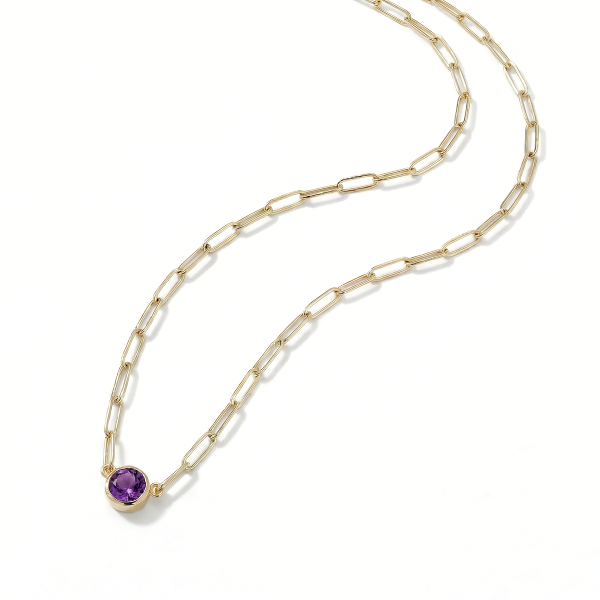 The Paperclip Bezel Necklace | Amethyst