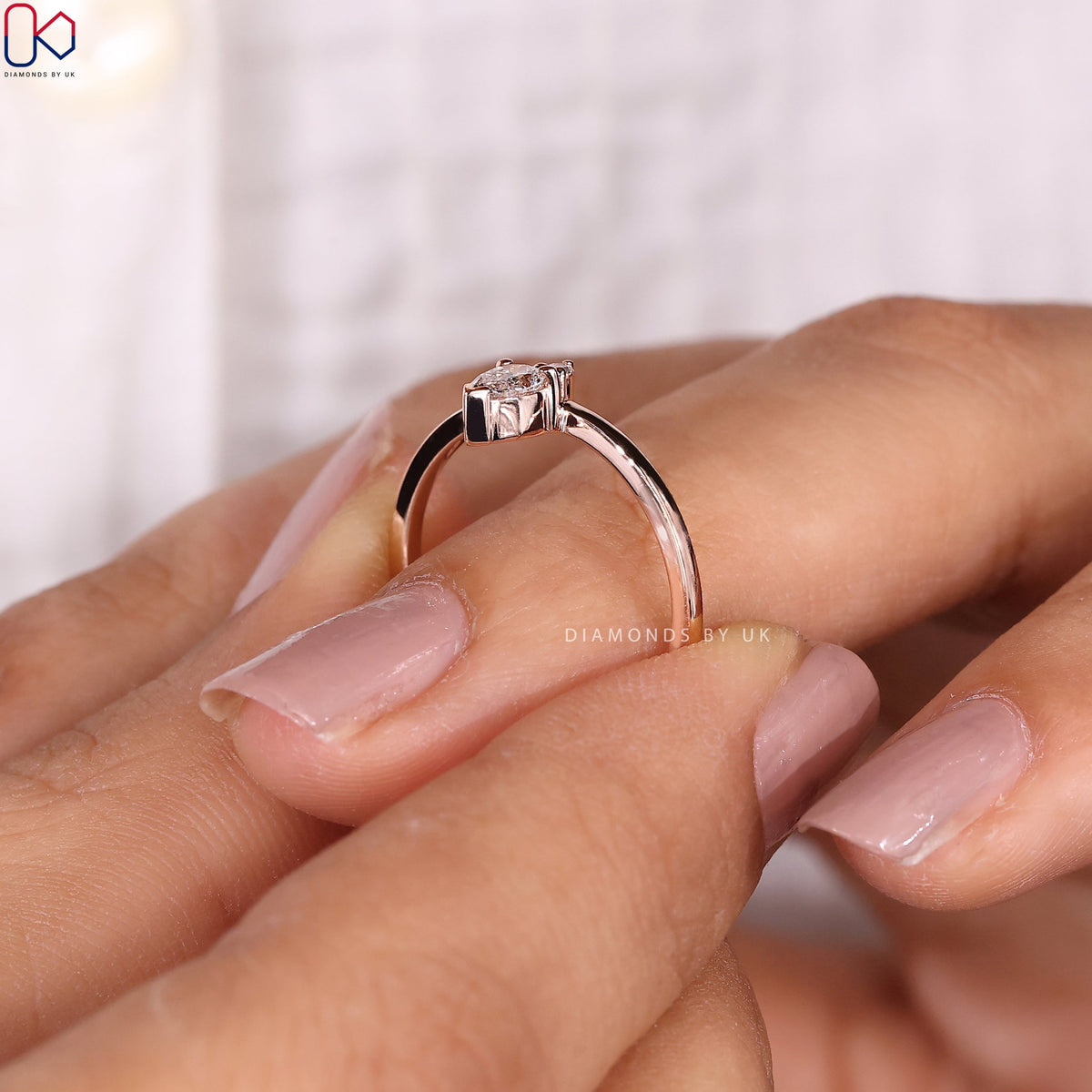 Pear And Round Wedding Band With V Prong Setting