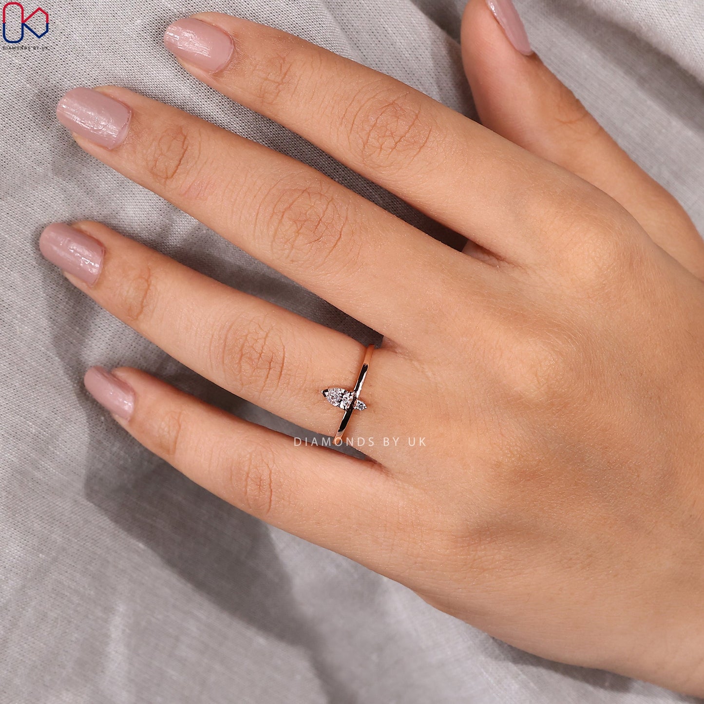 Pear And Round Wedding Band With V Prong Setting