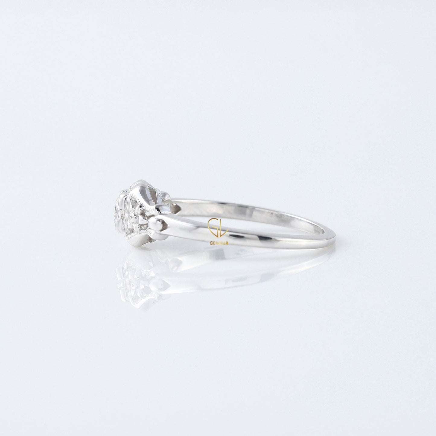 Antique Filigree Lab Grown Diamond Vintage Art Deco Engagement Ring