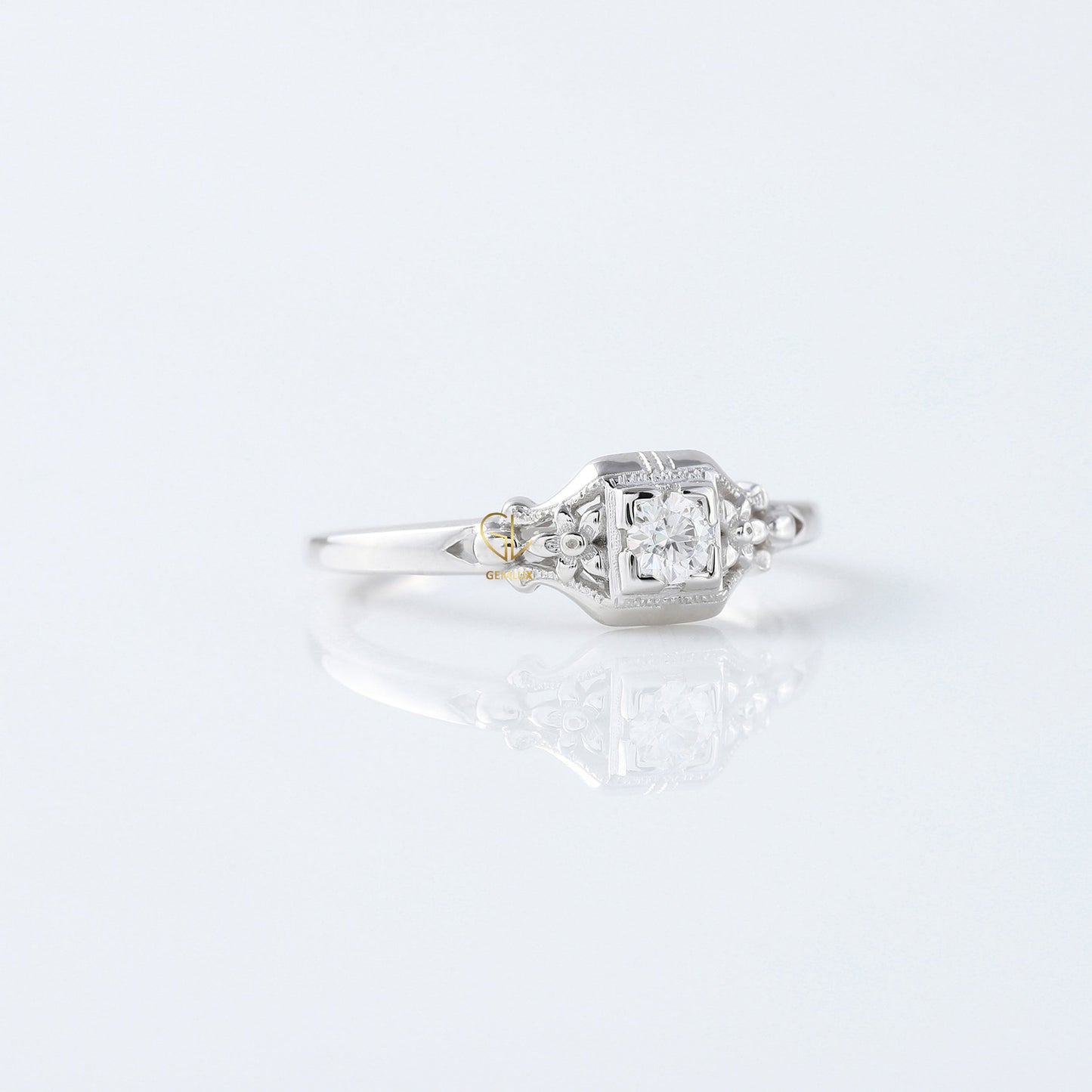 Antique Filigree Vintage Art Deco Engagement Ring