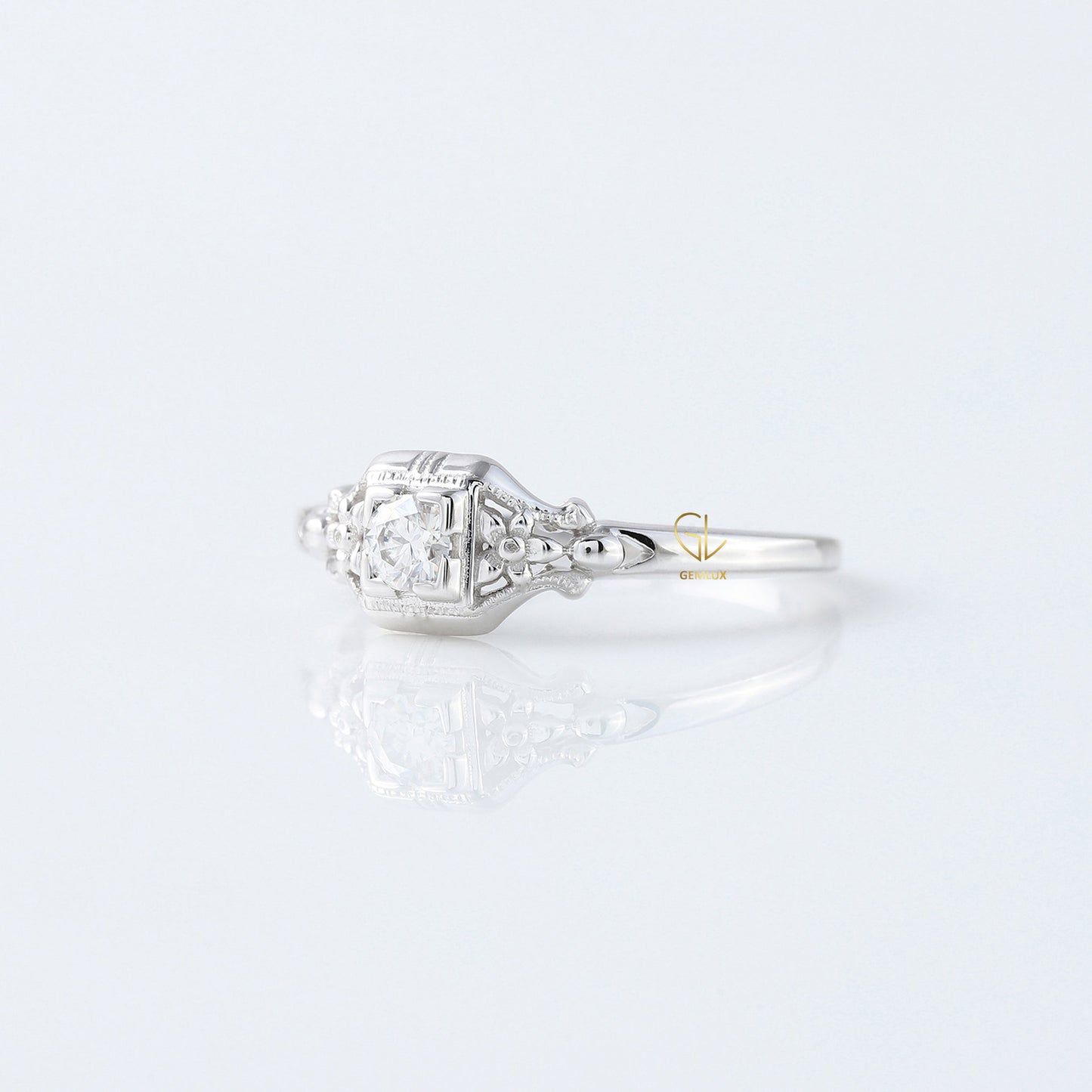 Antique Filigree Vintage Art Deco Engagement Ring