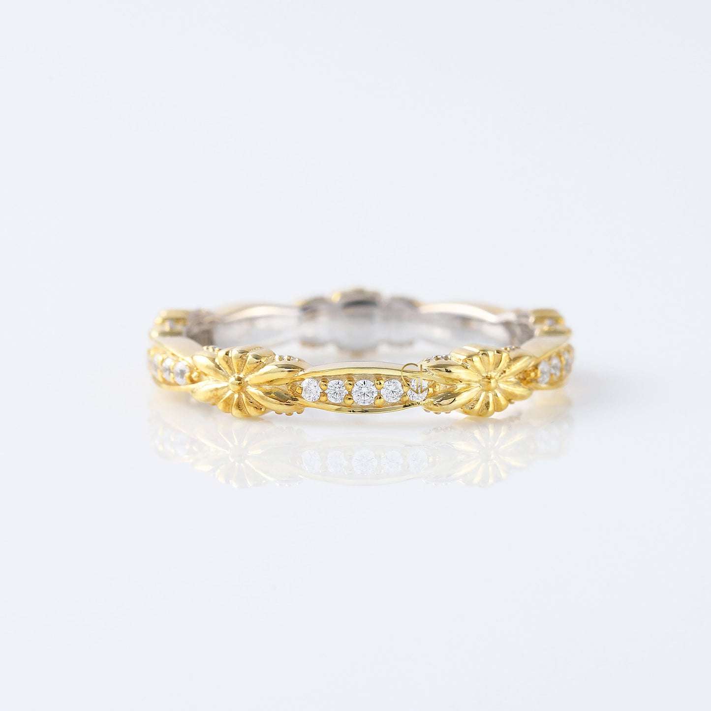 Antique Vintage Filigree Moissanite Wedding Band