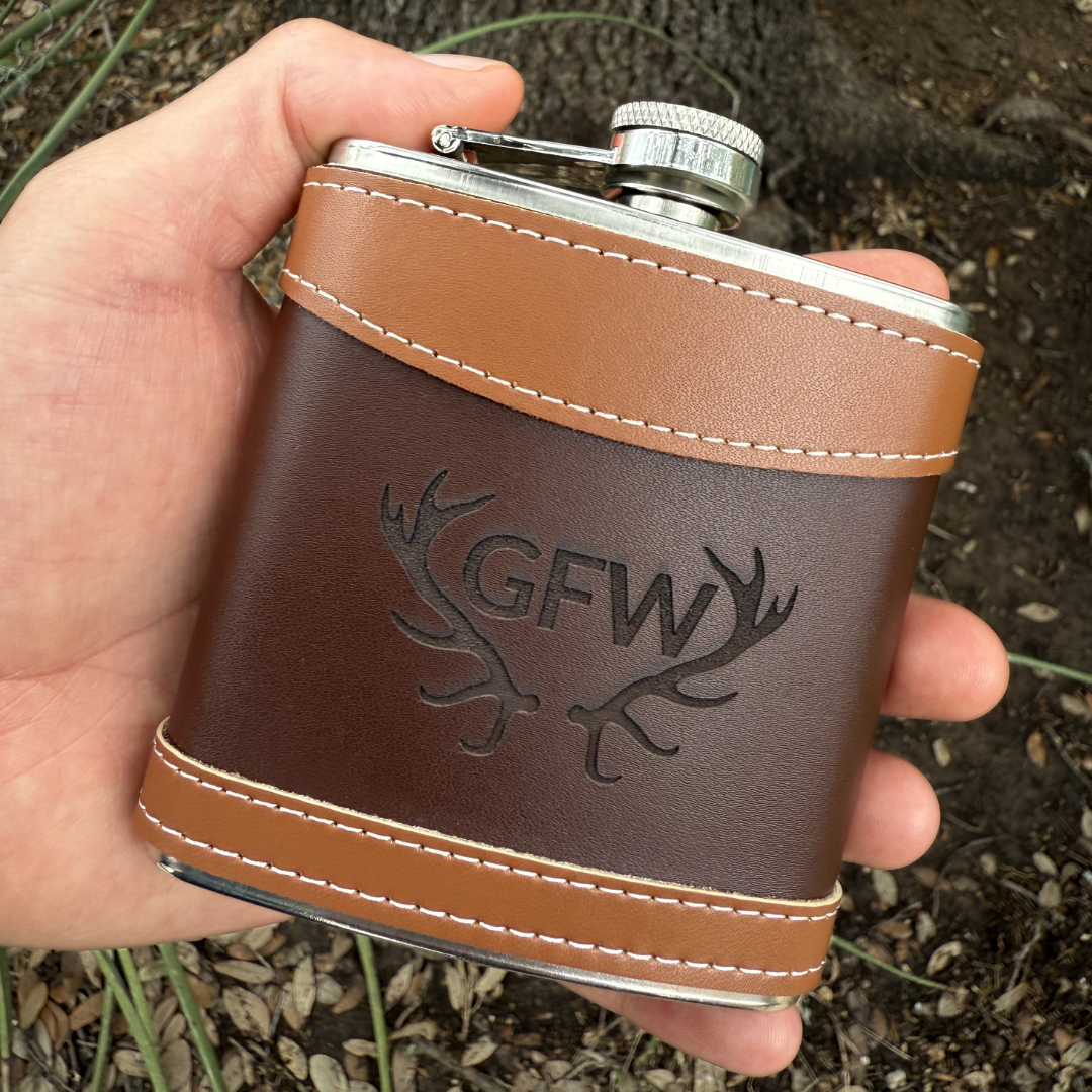 Engraved Leather Flask