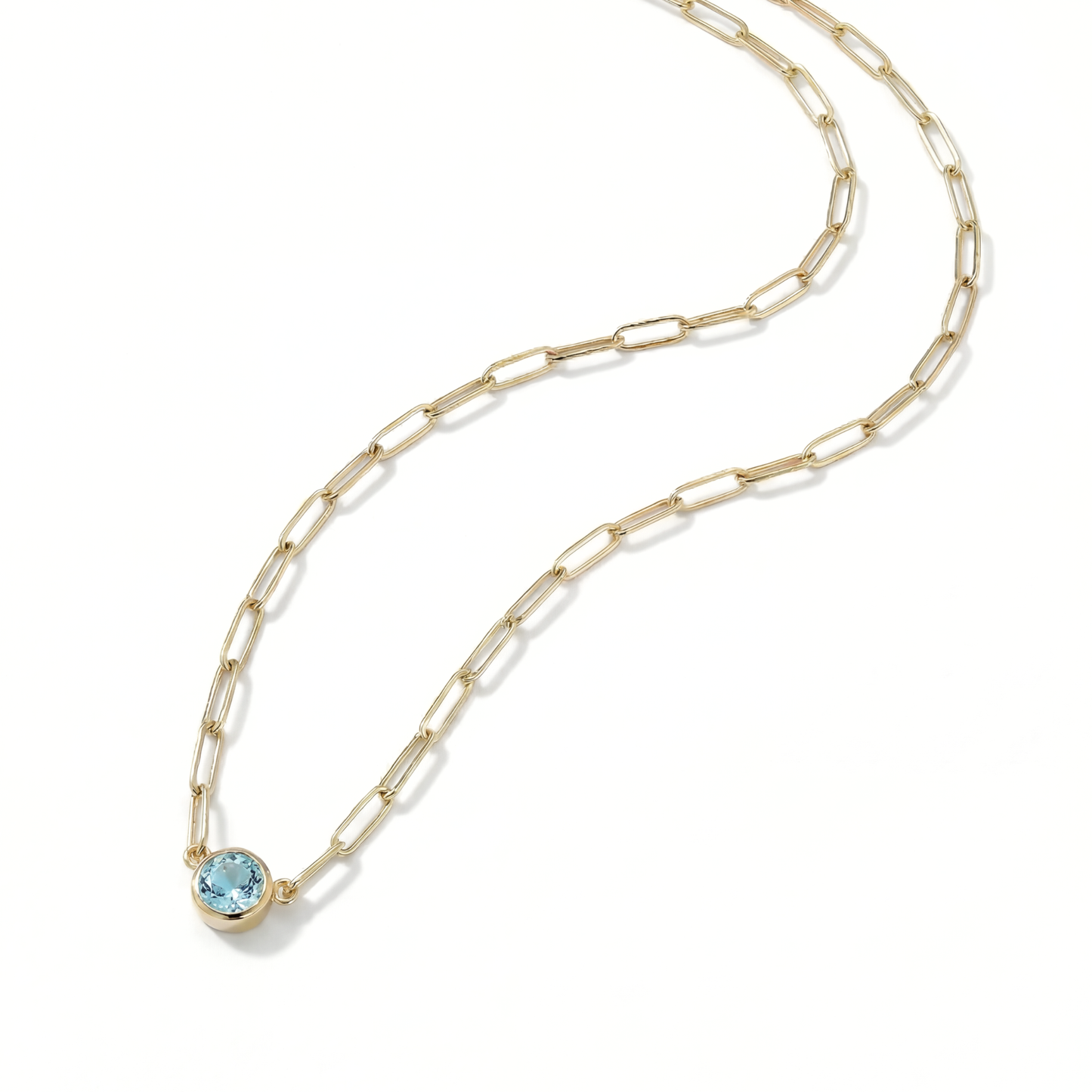 The Paperclip Bezel Necklace | Aquamarine