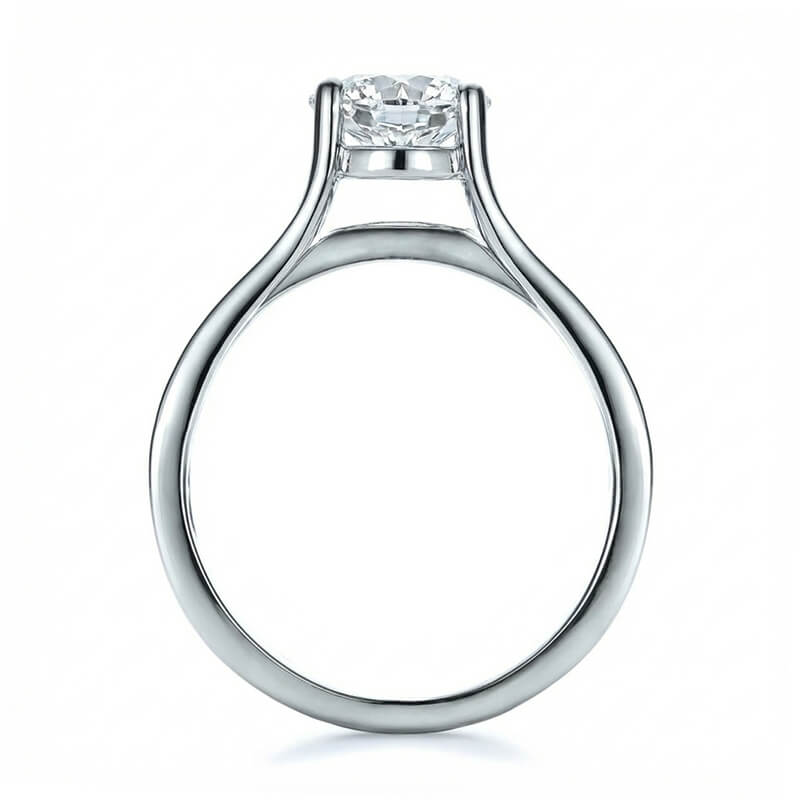 Architectural Oval Moissanite & Channel-Set Baguette Accents Engagement Ring