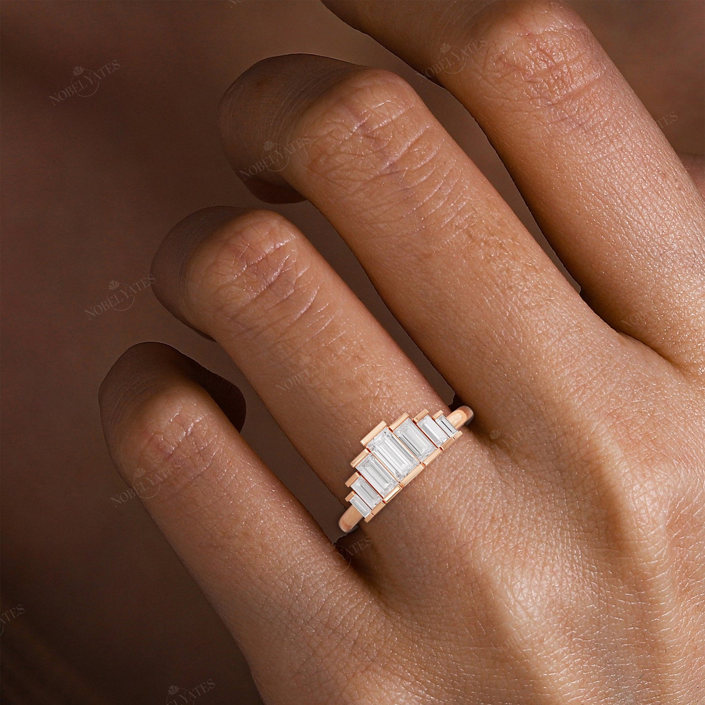 Art Deco Baguette Lab Diamond Engagement Ring