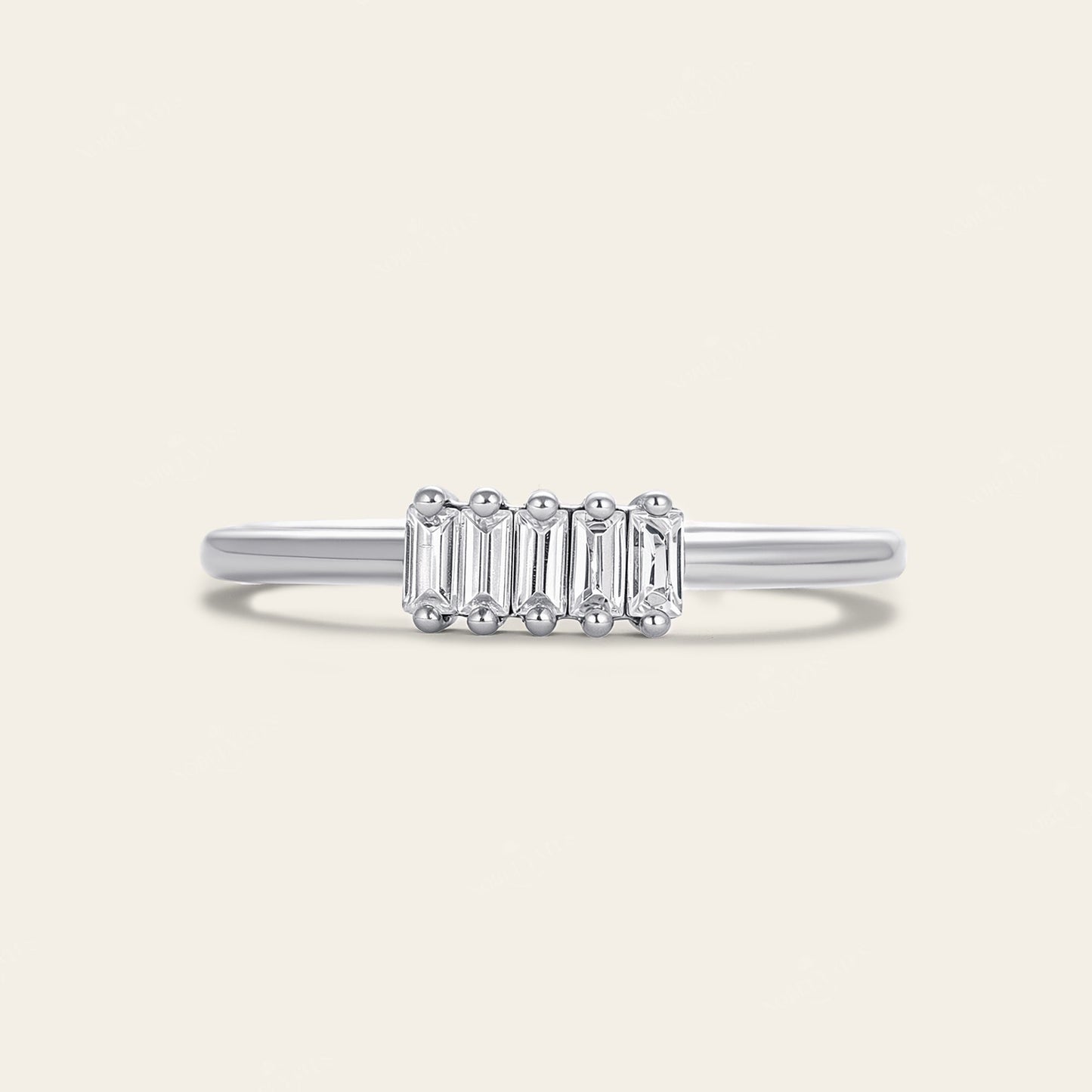 Art Deco Baguette Lab Diamond Wedding Band