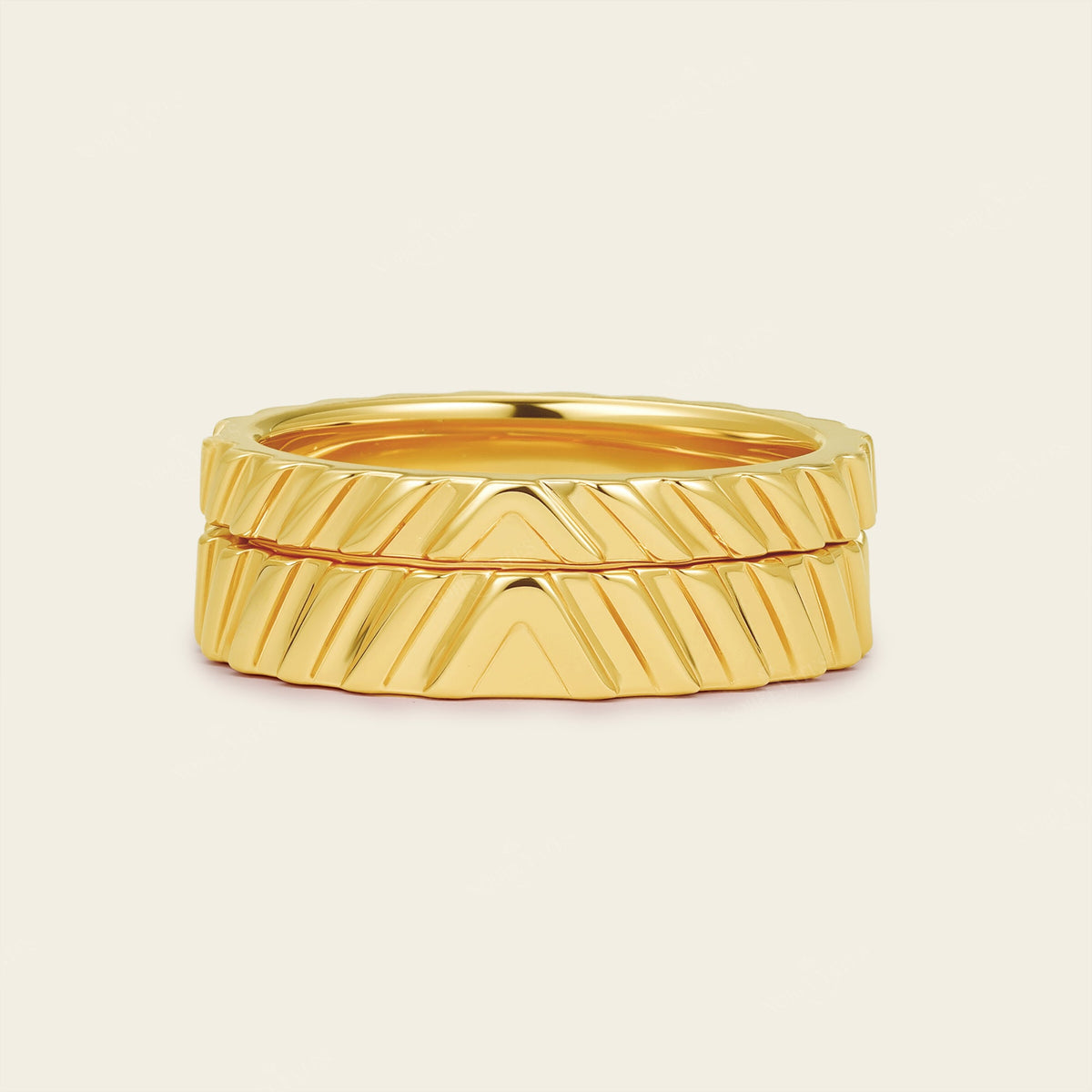 Art Deco Plain Gold 2.8mm & 4.2mm Width Wedding Band Couples