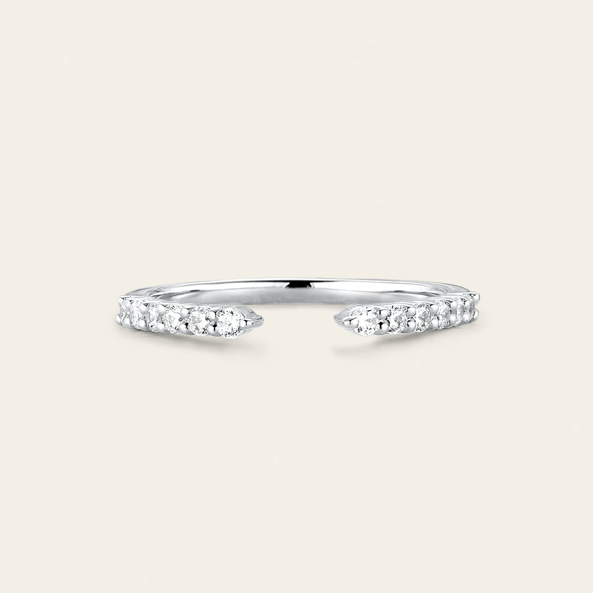 Art Deco Round Lab Diamond Open Wedding Band