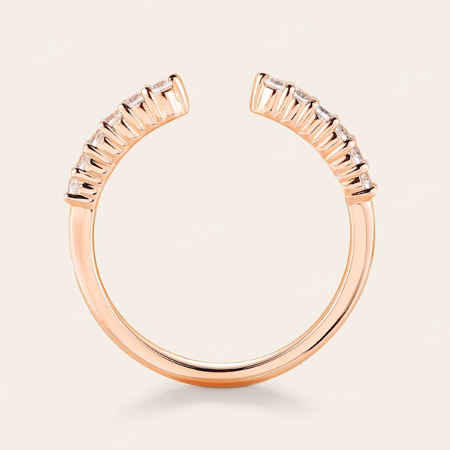 Art Deco Round Lab Diamond Open Wedding Band