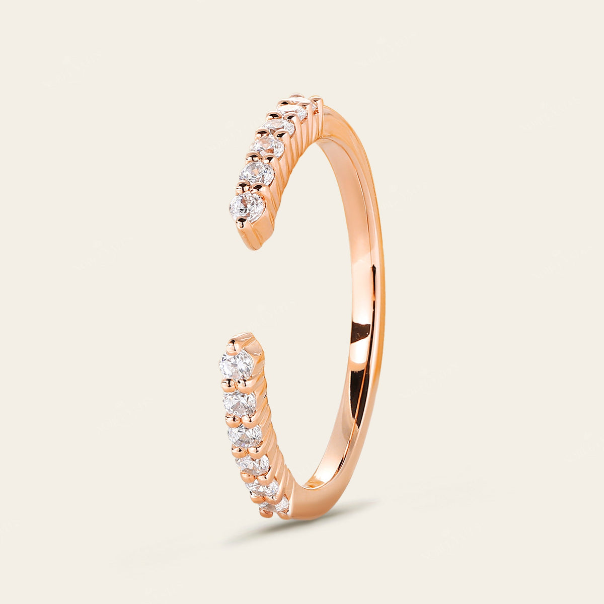 Art Deco Round Lab Diamond Open Wedding Band