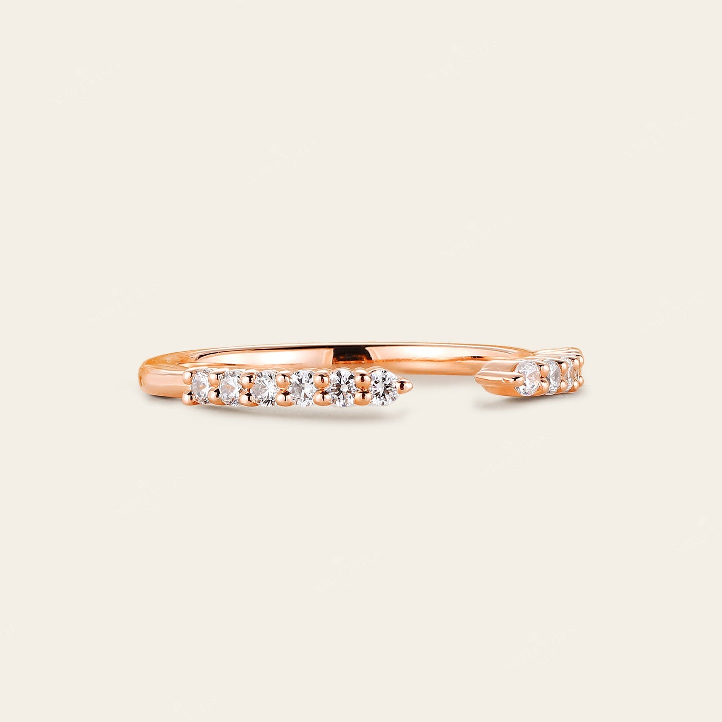 Art Deco Round Lab Diamond Open Wedding Band