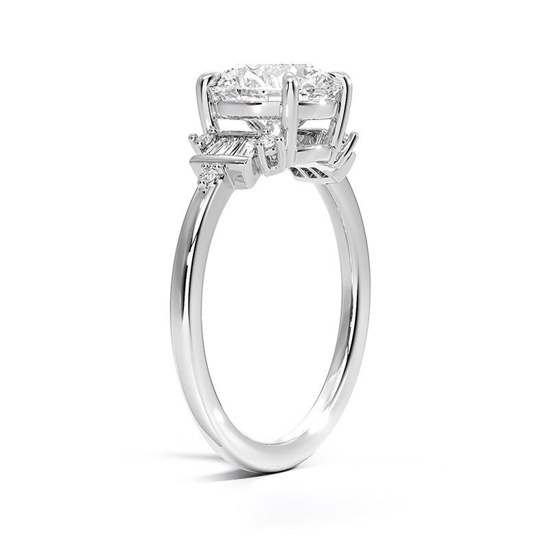 Art Deco Round Moissanite Side Stone Engagement Ring