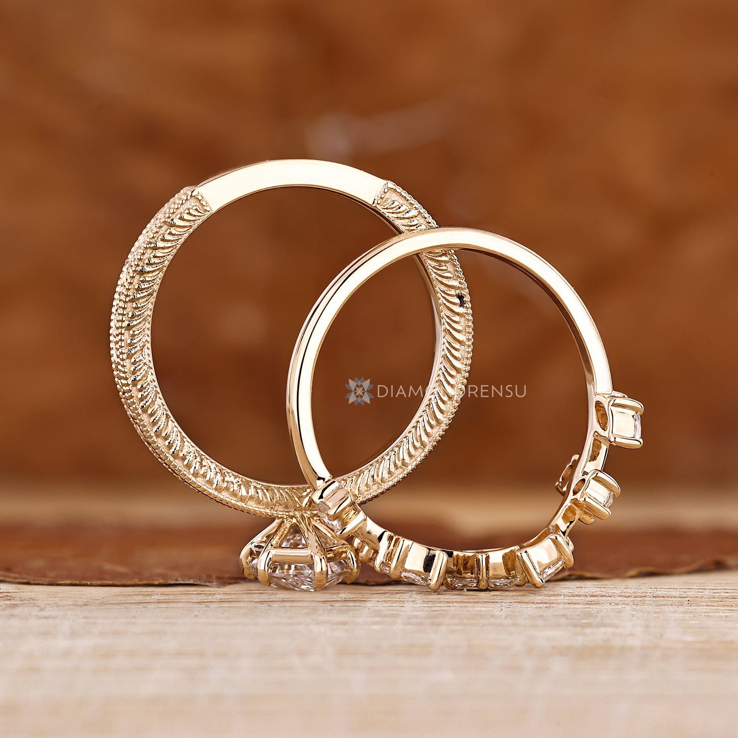 Dutch Marquise Wedding Ring in Ocean Waves Style