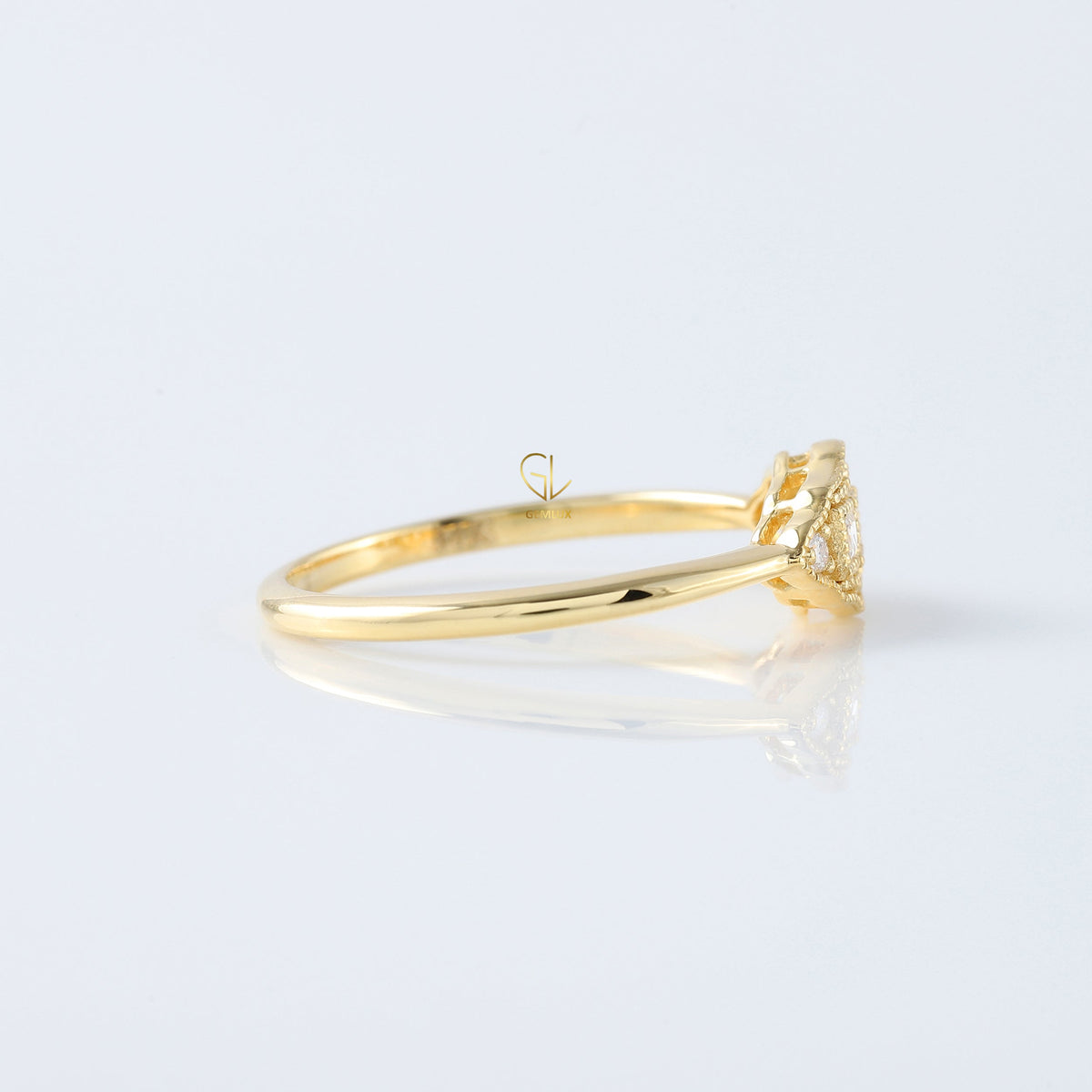 Art Deco Three Stone Princess Cut Lab Grown Minimalist Ring