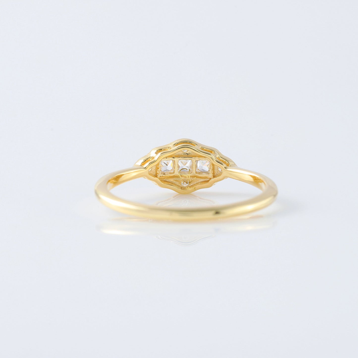 Art Deco Three Stone Princess Cut Lab Grown Minimalist Ring