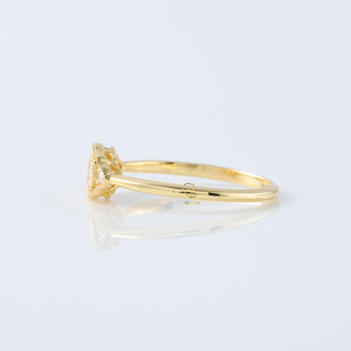 Art Deco Three Stone Princess Cut Lab Grown Minimalist Ring