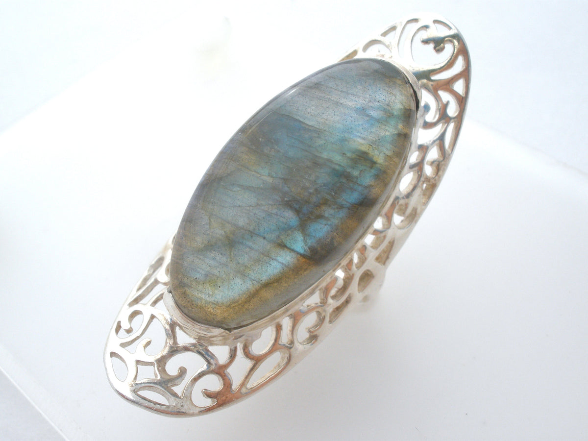 Arya Sterling Silver Labradorite Knuckle Ring Size 7.5