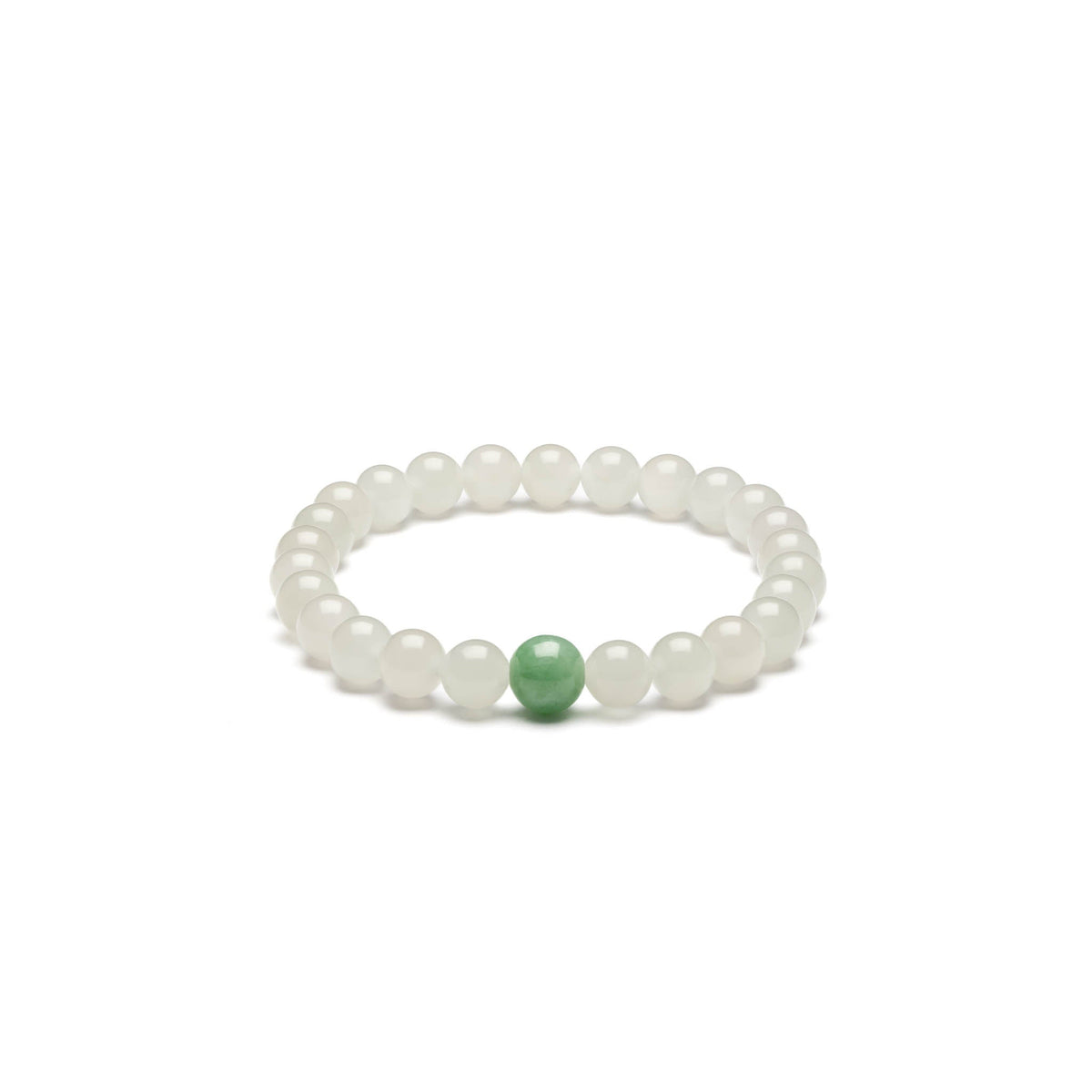 Aura Snow Jade Bracelet with Burmese Green Jade