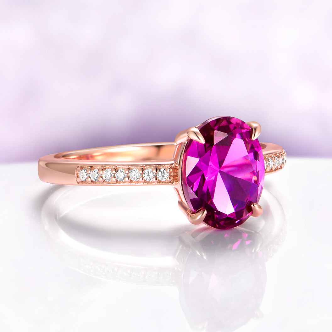 Ava Pink Tourmaline Engagement Ring in 14K Rose Gold Vermeil