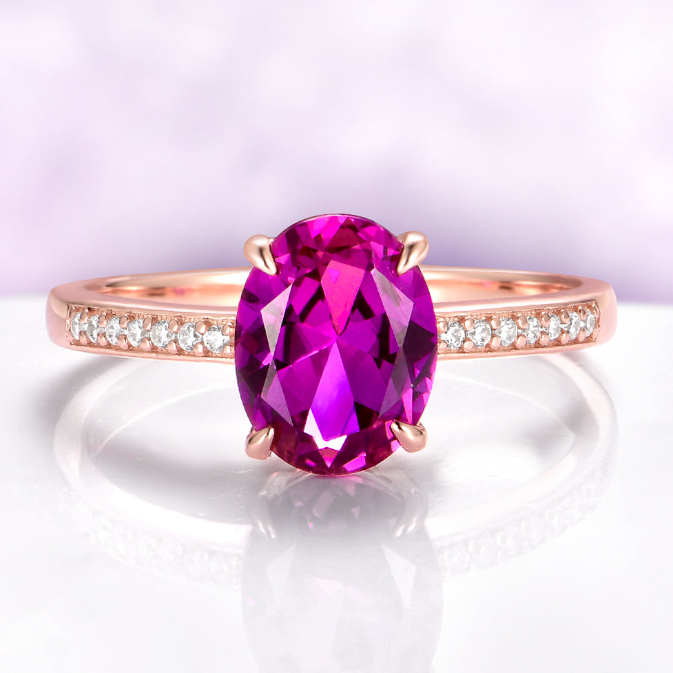 Ava Pink Tourmaline Engagement Ring in 14K Rose Gold Vermeil