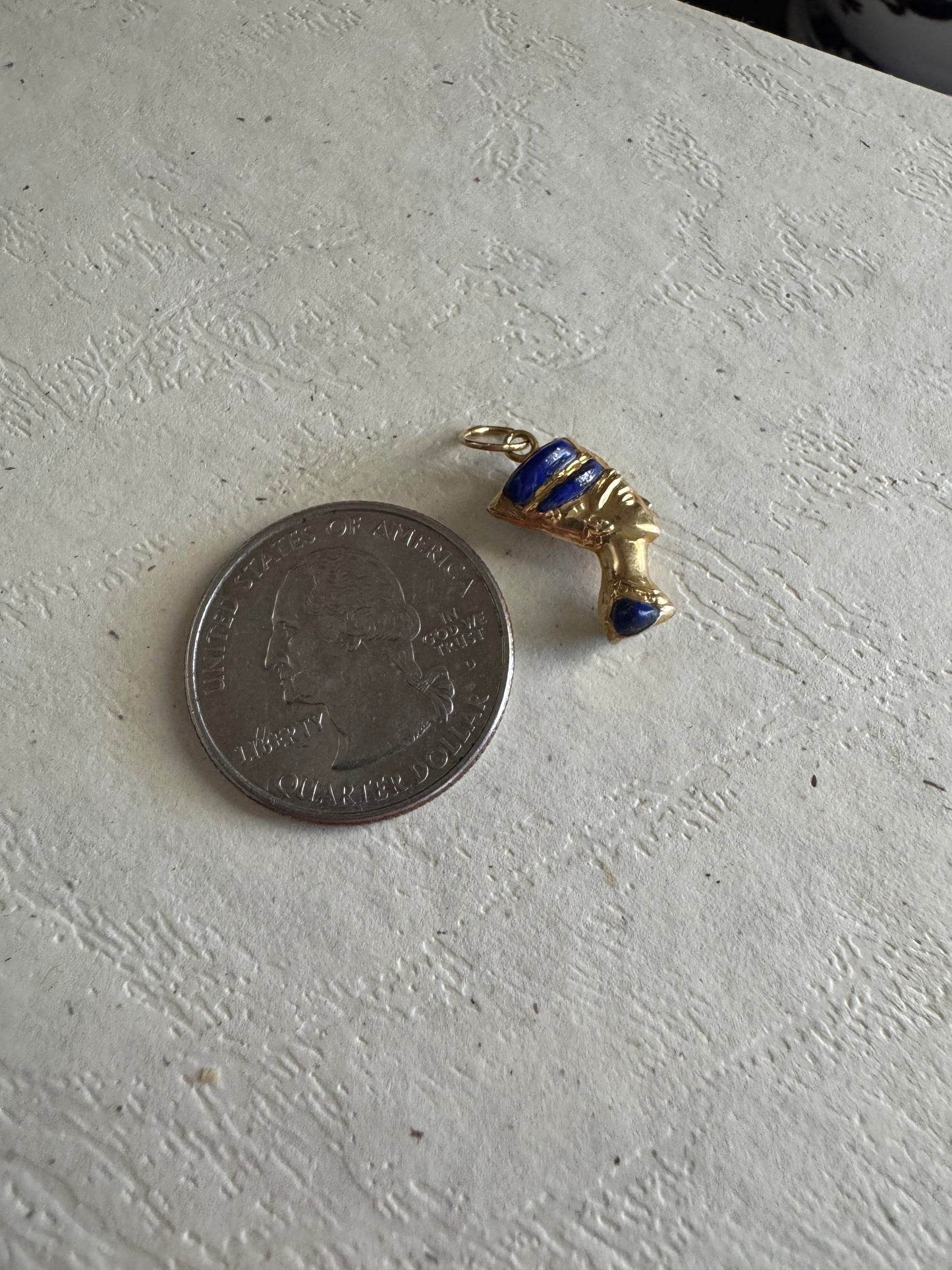 Vintage 18k Yellow Gold, Turquoise, & Lapis Nefertiti Charm