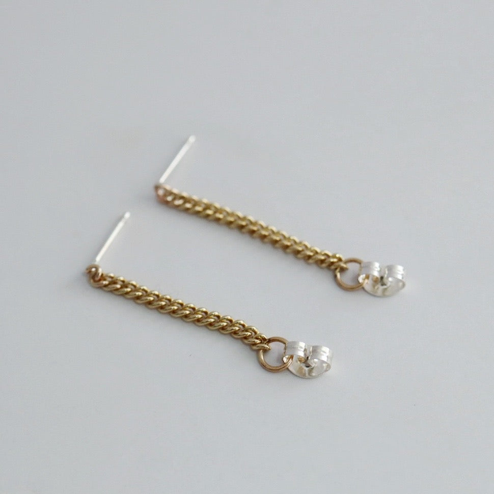 Dainty Curb Chain Drop Earrings - CHoose Your Metal - Sterling Silver or Gold Fill