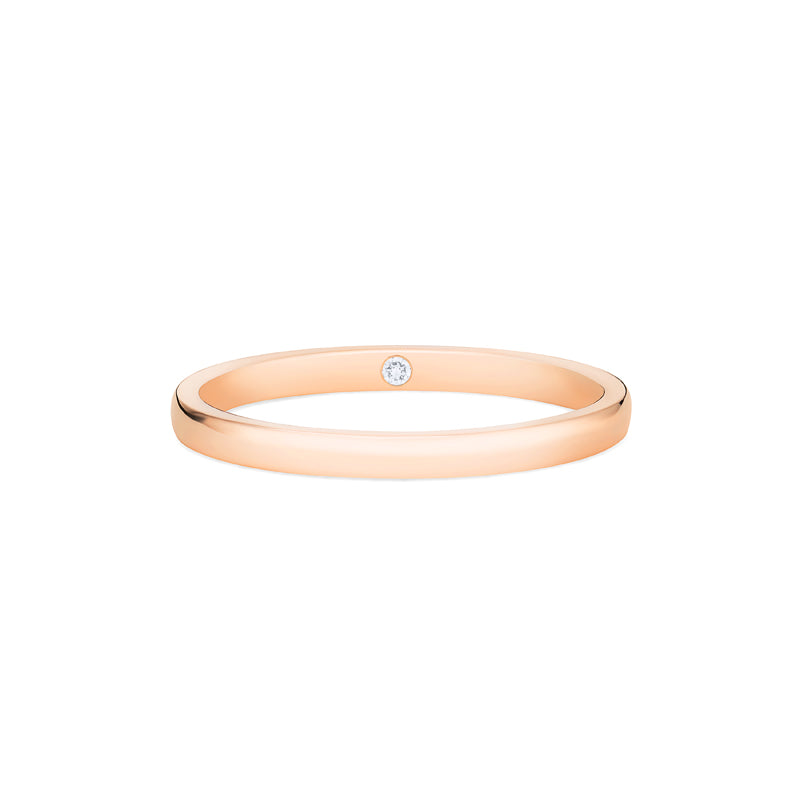 [Nora] Petite Classic Band with Hidden Diamond / Birthstone, 2mm