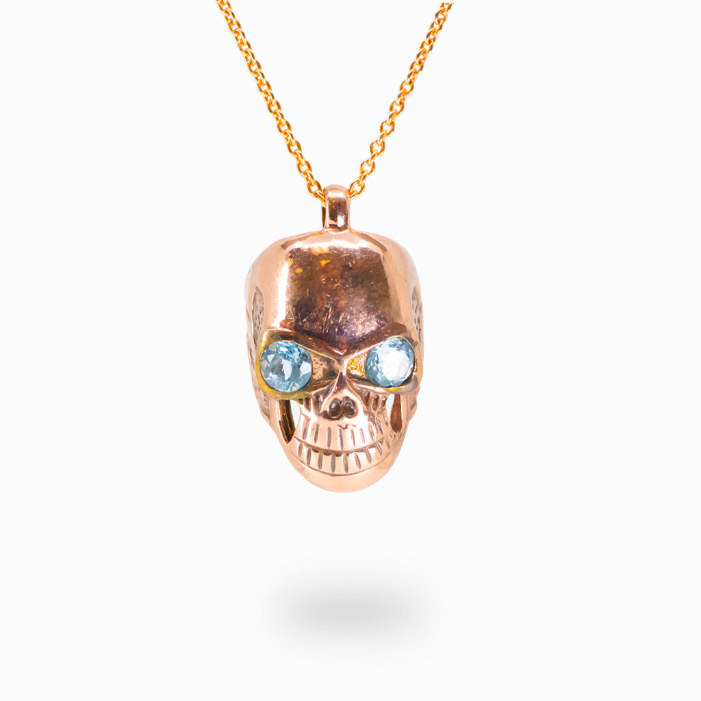Blue Topaz Skull Necklace