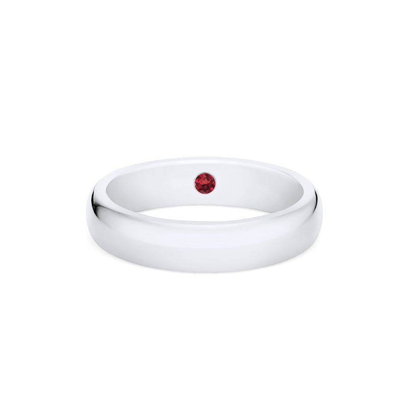 [Noah] Men's Classic Comfort Fit Band with Hidden Ruby, 5mm