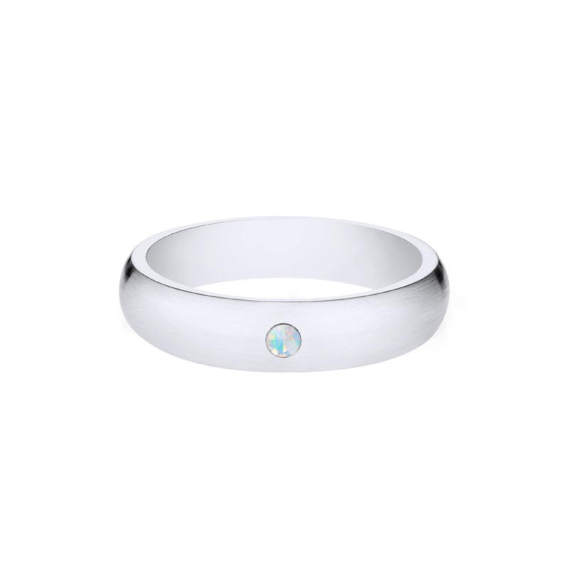 [Nolan] Men's Classic Comfort Fit Band with Outer Opal, 5mm