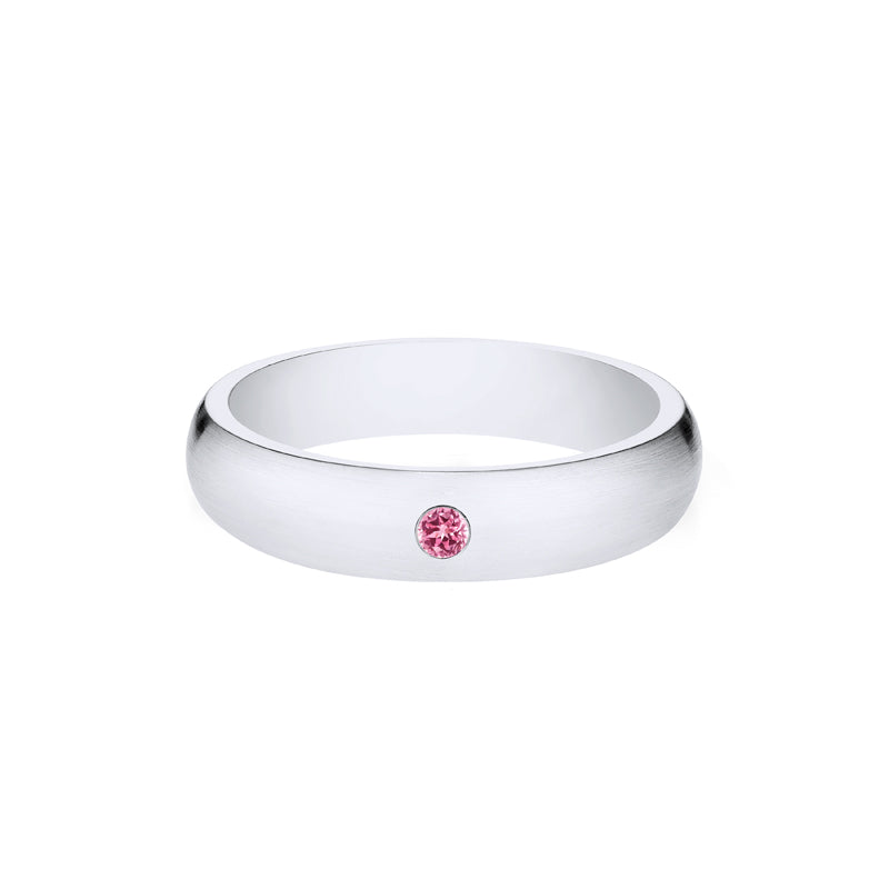 [Nolan] Men's Classic Comfort Fit Band with Outer Pink Sapphire, 5mm