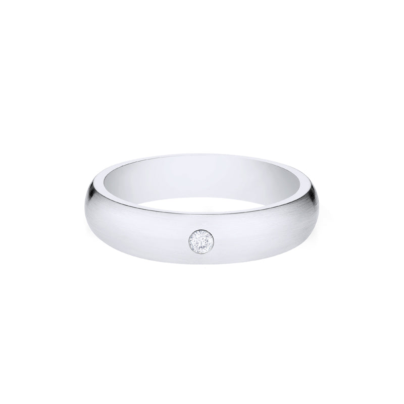[Nolan] Men's Classic Comfort Fit Band with Outer Diamond, 5mm